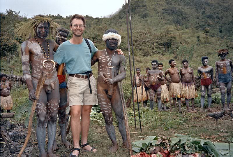 Henry with Lani people in Irian Jaya (West Papua New Guinea) Pictures, Images and Photos