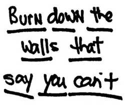 Burn down the walls that say you can't