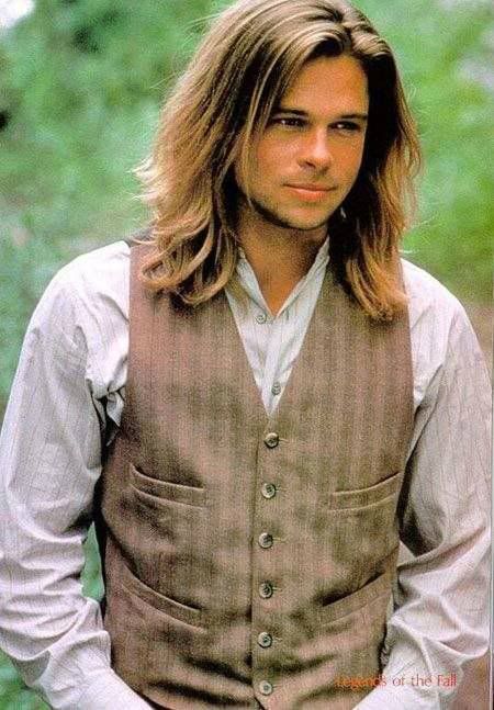 really really sad but brad pitt has long hair and never wears a shirt and 