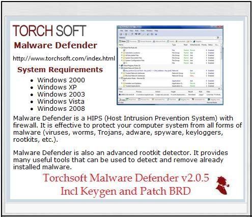 Torchsoft Malware Defender v2 0 5 Incl Keygen and Patch SHAREGO rar preview 0