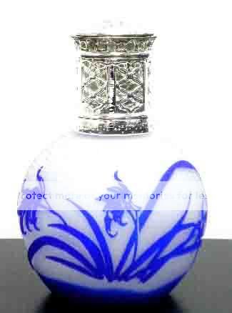 MINI FRAGRANCE AROMA DIFFUSER BURNER LAMPE BLUE CARVED  