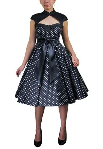 Black Polka Dot Archize 50s Pin Up Girl Rockabilly Party Dress  