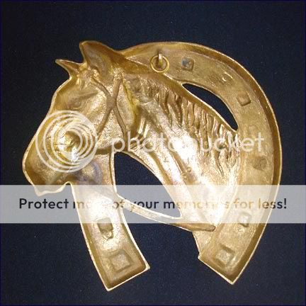 Brass Horse Head in Horseshoe Wall Plaque  