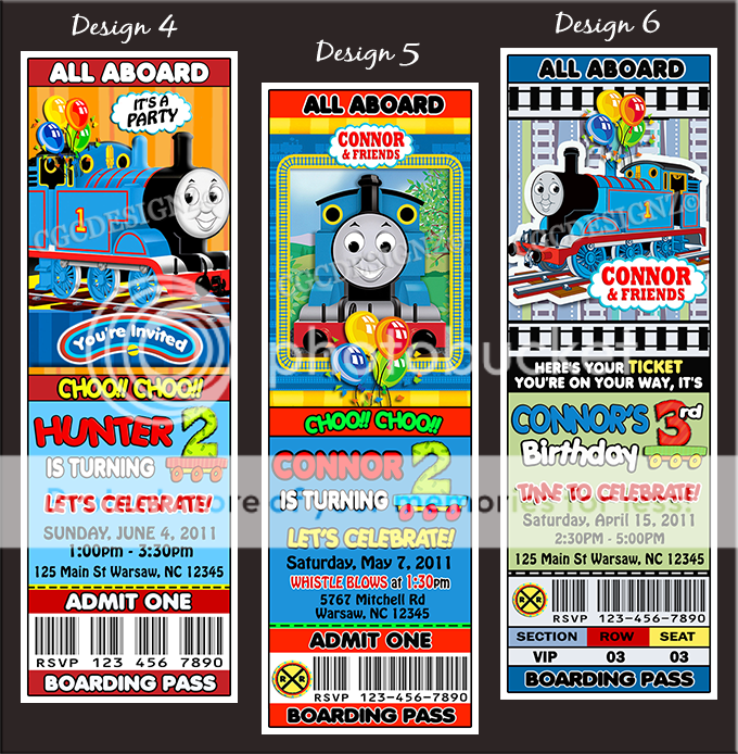 THOMAS THE TRAIN TANK BIRTHDAY PARTY TICKET INVITATIONS  