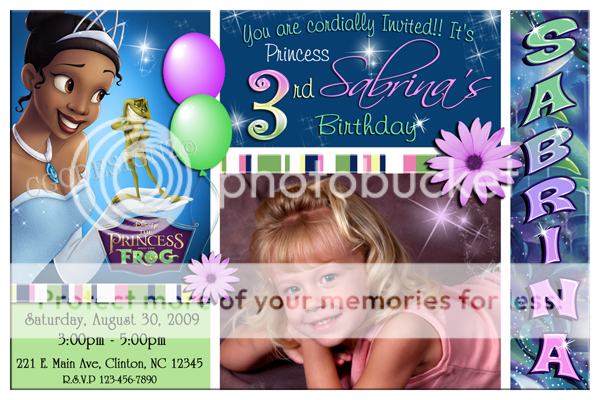   FROG, PRINCESS TIANA Personalized Birthday Party Invitations  