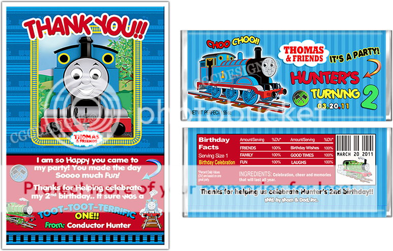 THOMAS THE TRAIN TANK BIRTHDAY PARTY TICKET INVITATIONS  