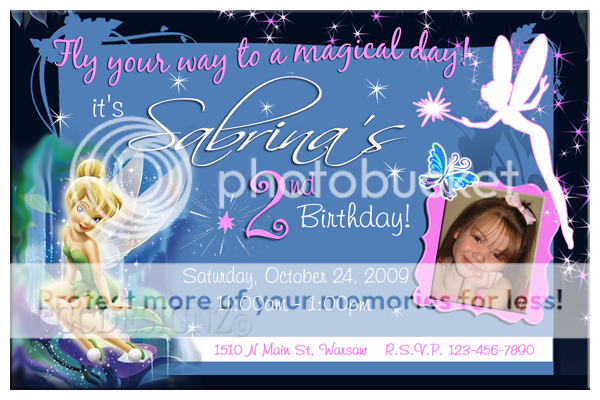 Tinkerbell * Disney Fairies * Custom PhotoBirthday invitation