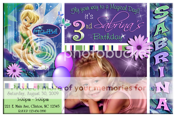 TINKERBELL PERSONALIZED BIRTHDAY PARTY INVITATIONS  